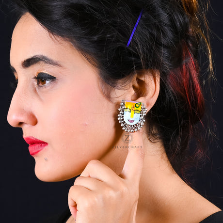 Sarah - Shiny Silver Studs | Gulaal Ethnic Indian Designer Jewels | Buy Earrings  Online | Pan India and Global Delivery – Gulaal Jewels