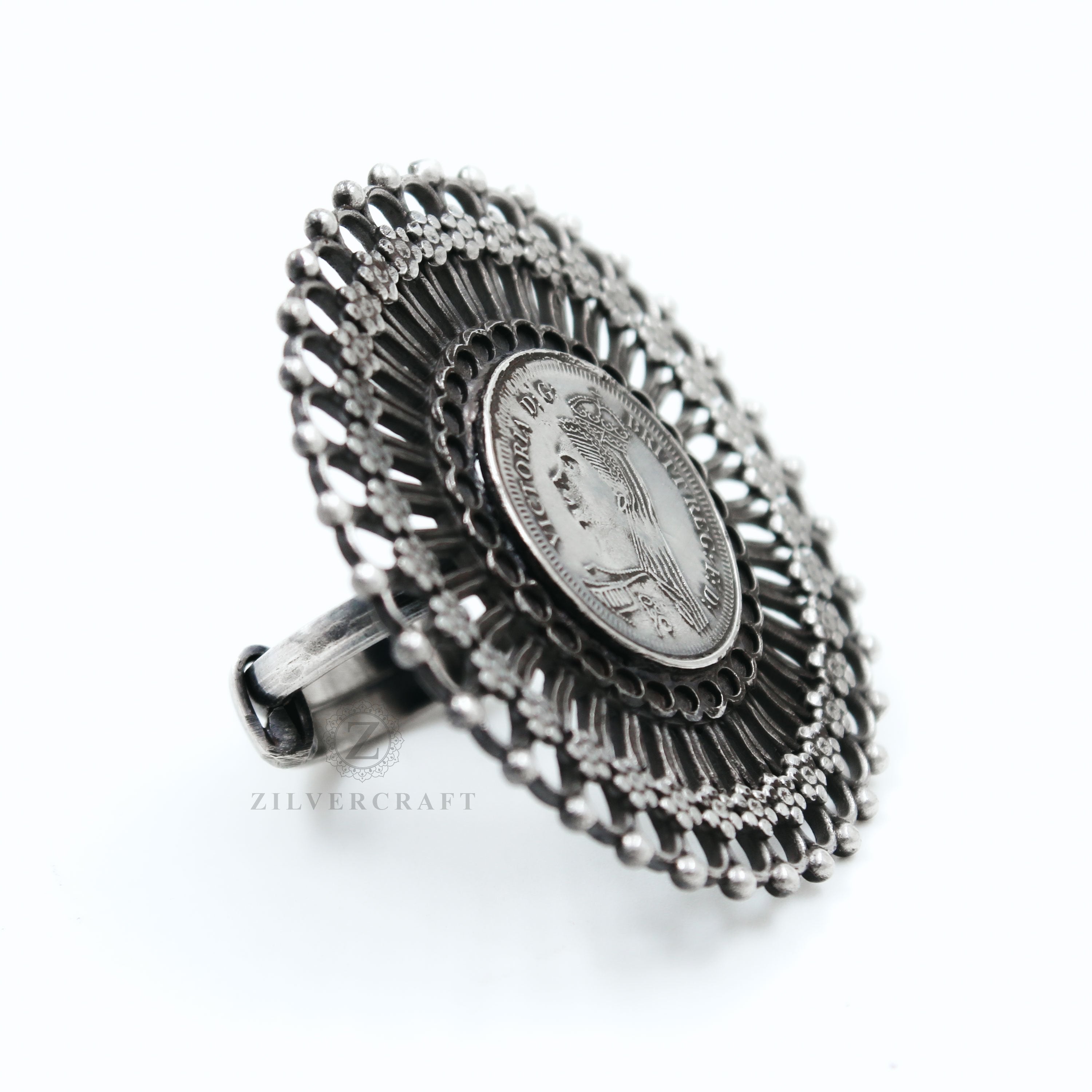 Buy Shaya by CaratLane Jodi Coin Ring in Dual Plated 925 Silver online